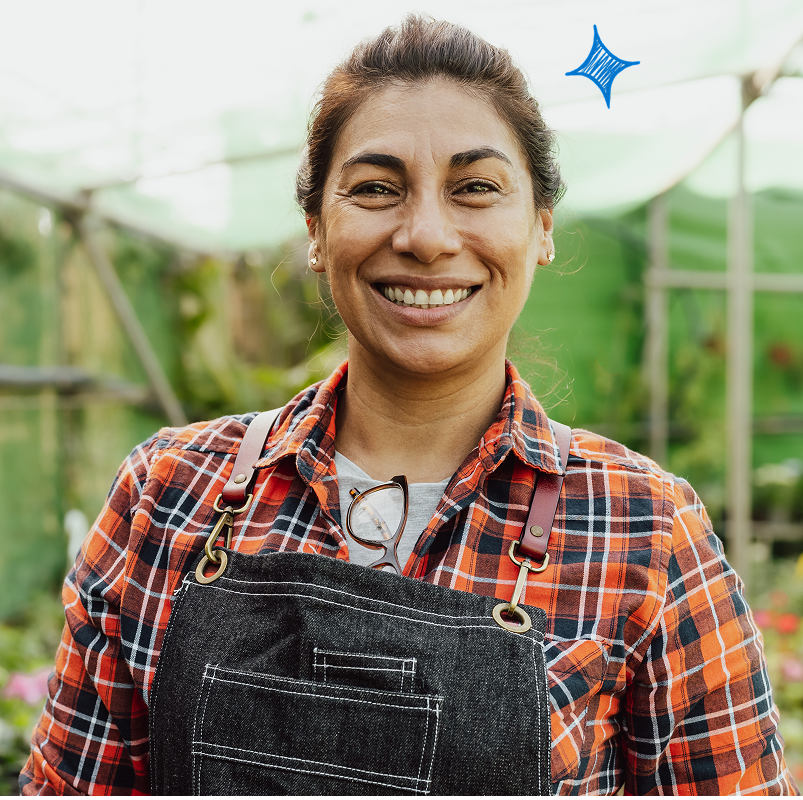 A gardener woman smiling