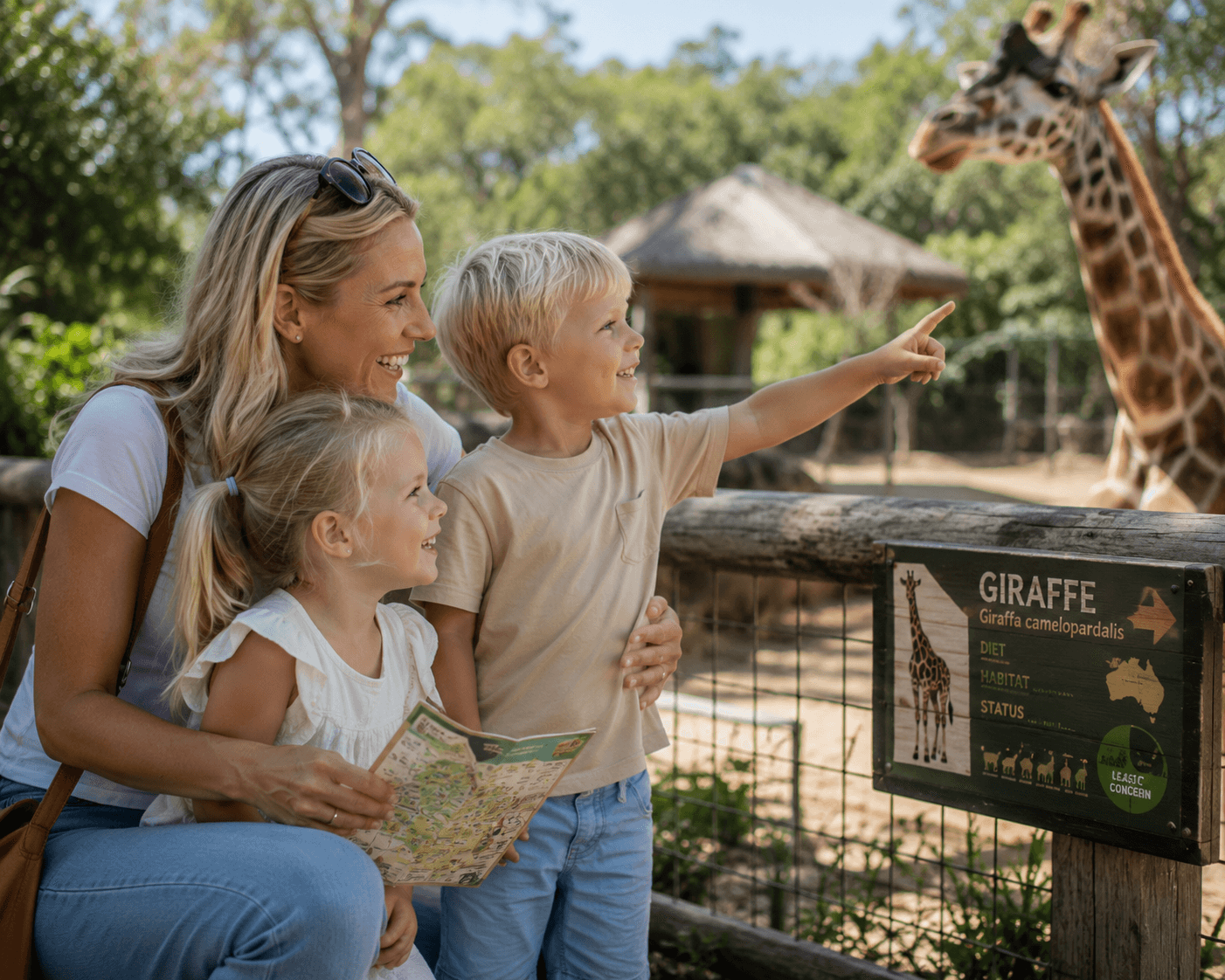 single parent loan , mother with kids in the zoo have expenses to support kids