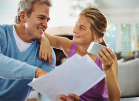 Couple in discussion about finances