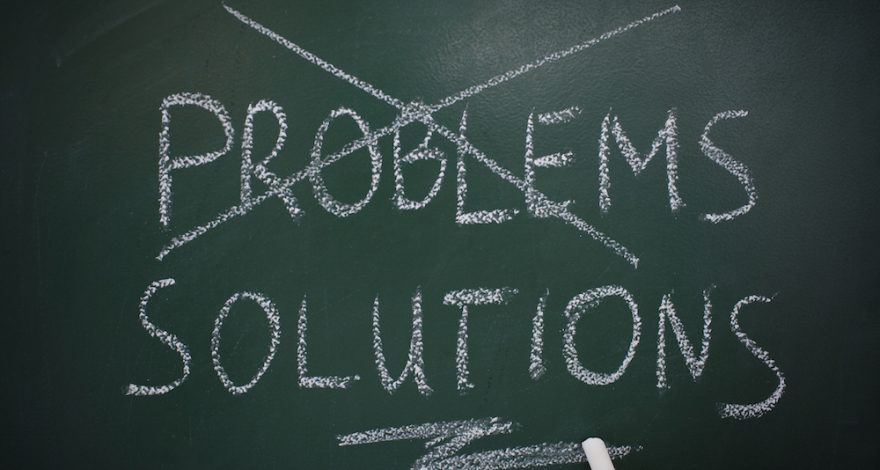 solving-personal-problems-with-low-doc-loans | Credit24 Problem cross out with solutions written on chalk board