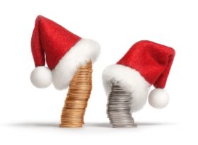Santa Hat on a pile of coins