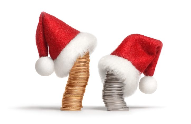 Santa Hat on a pile of coins