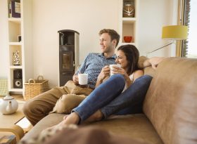 Couple resting on the couch