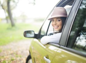 Woman looking out from the car window