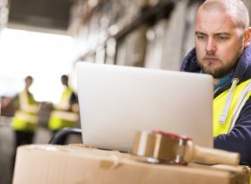 Tradie looking at computer