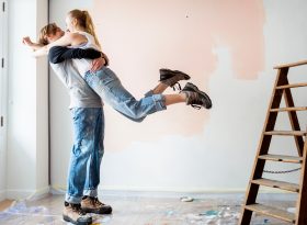 Picture of young couple renovating