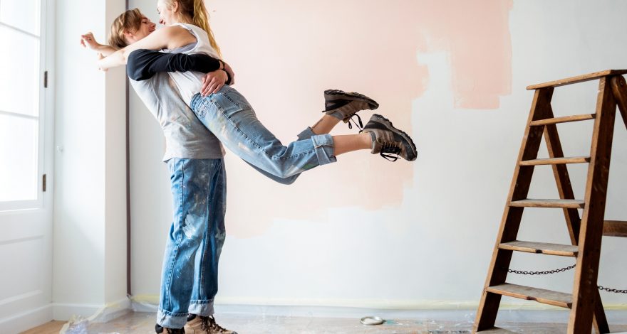 Picture of young couple renovating