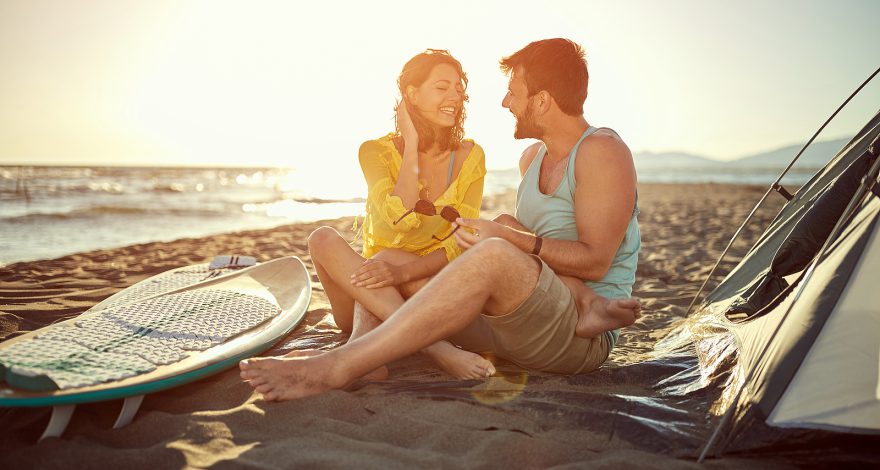 Romantic lovers on the beach